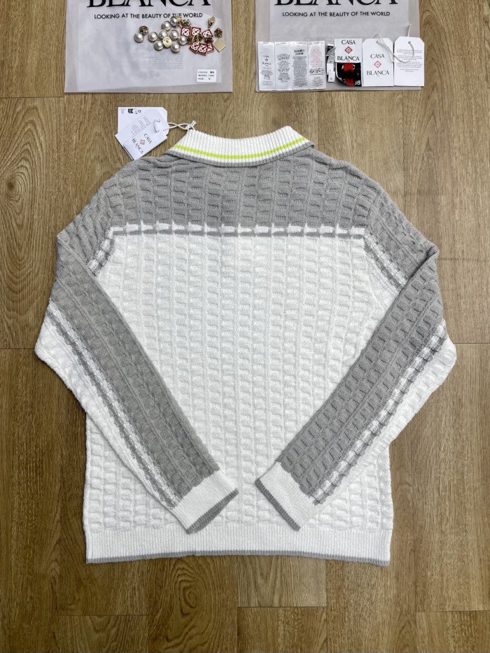 CASABLANCA TENNIS BOUCLE LONG SLEEVE POLO SHIRT sweater FZMY850