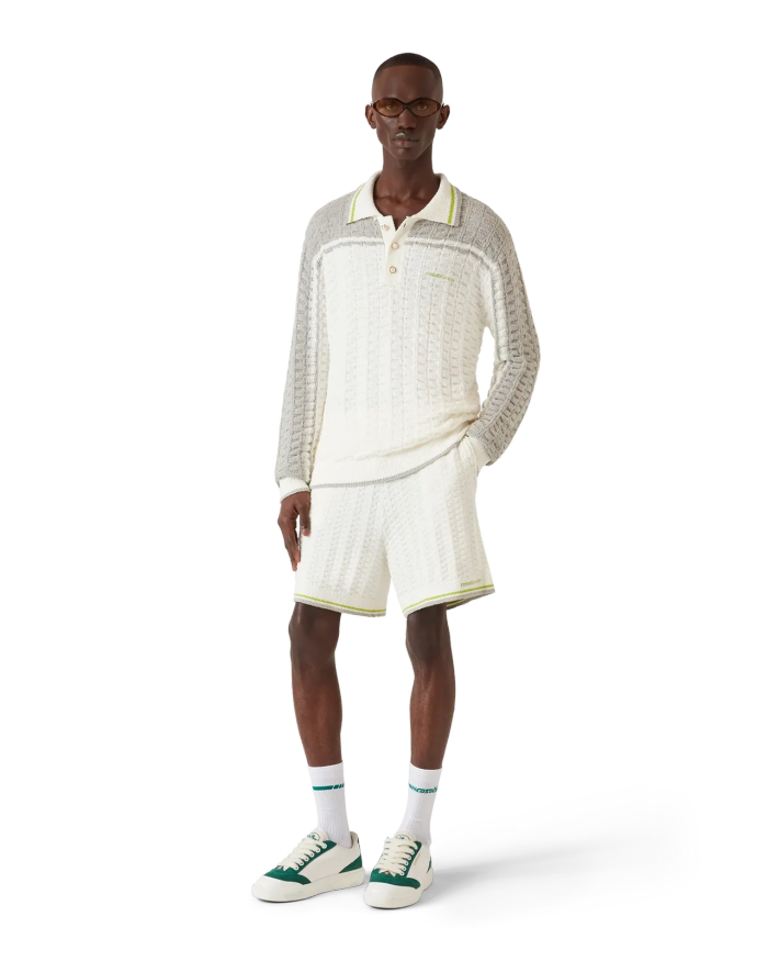 CASABLANCA TENNIS BOUCLE LONG SLEEVE POLO SHIRT sweater FZMY850