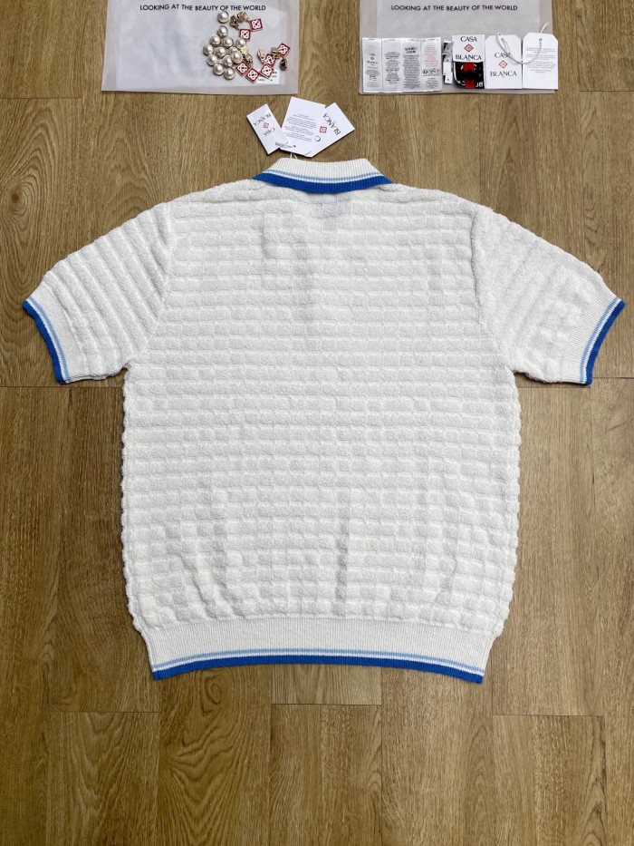 CASABLANCA KNIT PIQUE SHORT SLEEVE POLO SHIRT FZTX6131