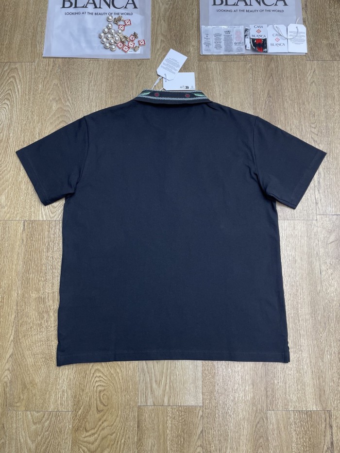 CASABLANCA LAUREL PIQUE SHORT SLEEVE POLO SHIRT FZTX6127