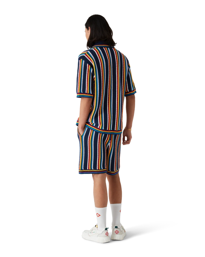CASABLANCA Crochet Stripe Knitted Suit Shirts Shorts FZTZ106