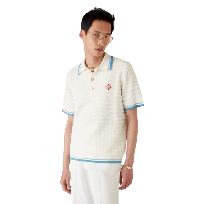 CASABLANCA KNIT PIQUE SHORT SLEEVE POLO SHIRT FZTX6131