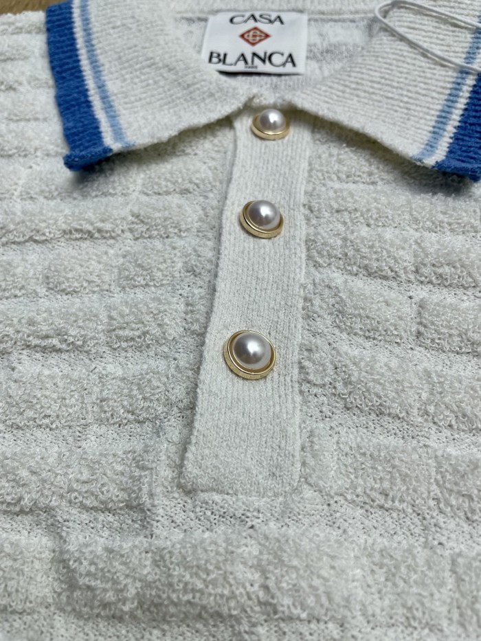 CASABLANCA KNIT PIQUE SHORT SLEEVE POLO SHIRT FZTX6131