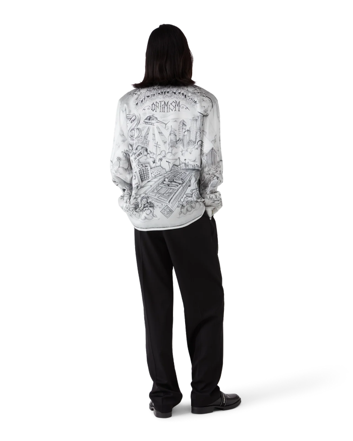 CASABLANCA TATTOO LONG SLEEVE SILK SHIRT FZCS644