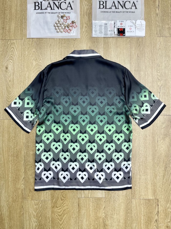 CASABLANCA GRADIENT MONOGRAM SHORT SLEEVE SILK SHIRT FZCS641