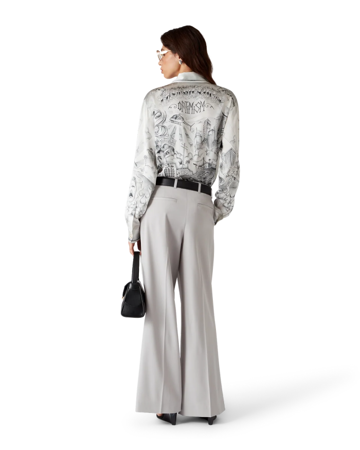 CASABLANCA TATTOO LONG SLEEVE SILK SHIRT FZCS644