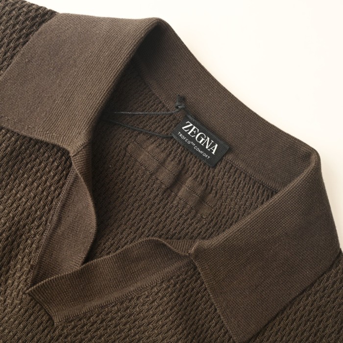 Zegna PREMIUM COTTON knitted polo Tee FZTX6219