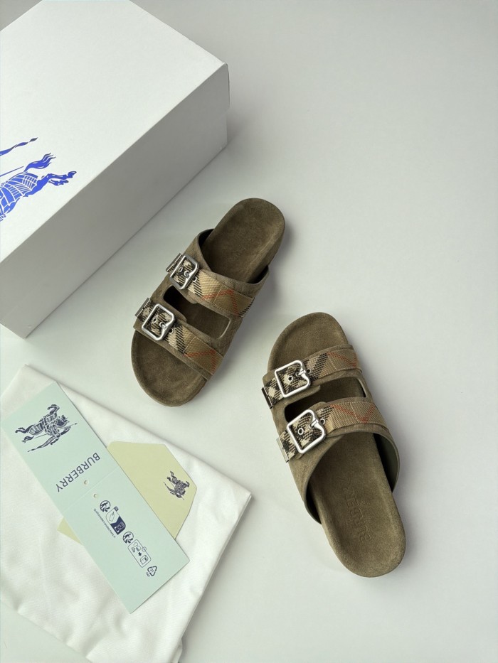 Burberry Check Suede Urchin Sandals FZXZ340