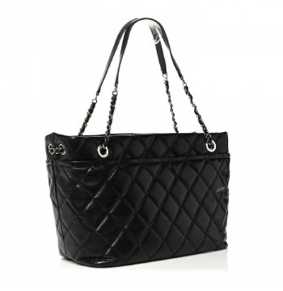 CHANEL Caviar Quilted CC Timeless Soft Tote Black