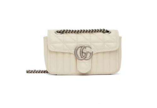 Gucci White Mini GG Marmont 2.0 Shoulder Bag