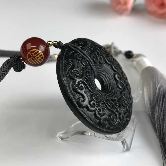 Hetian jade antique carved safety buckle