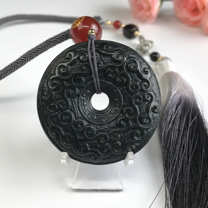 Hetian jade antique carved safety buckle