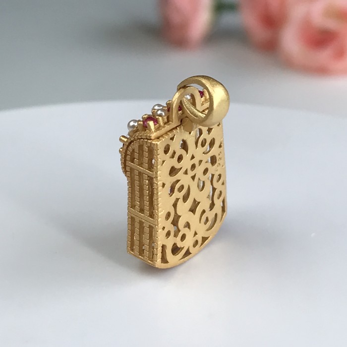 Colorful gem inlaid bag Pendant