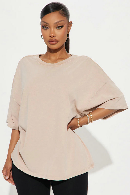The Washed Oversized Tee - Taupe