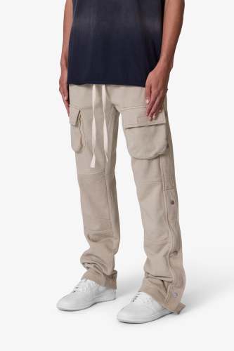 Snap Front Fleece Cargo Pants - Washed Earth