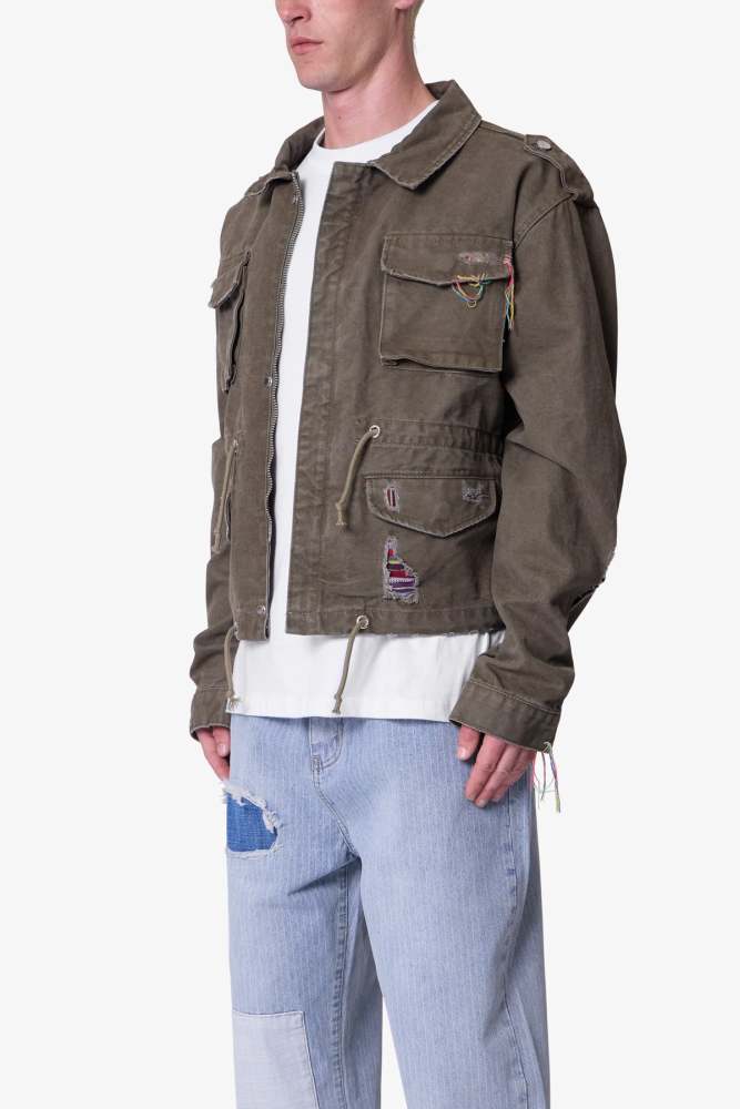 Dissolved Tribal Cargo Jacket - Washed Olive
