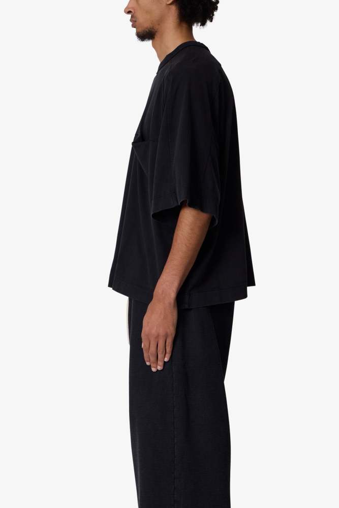 Paneled Hidden Pocket Tee - Washed Black