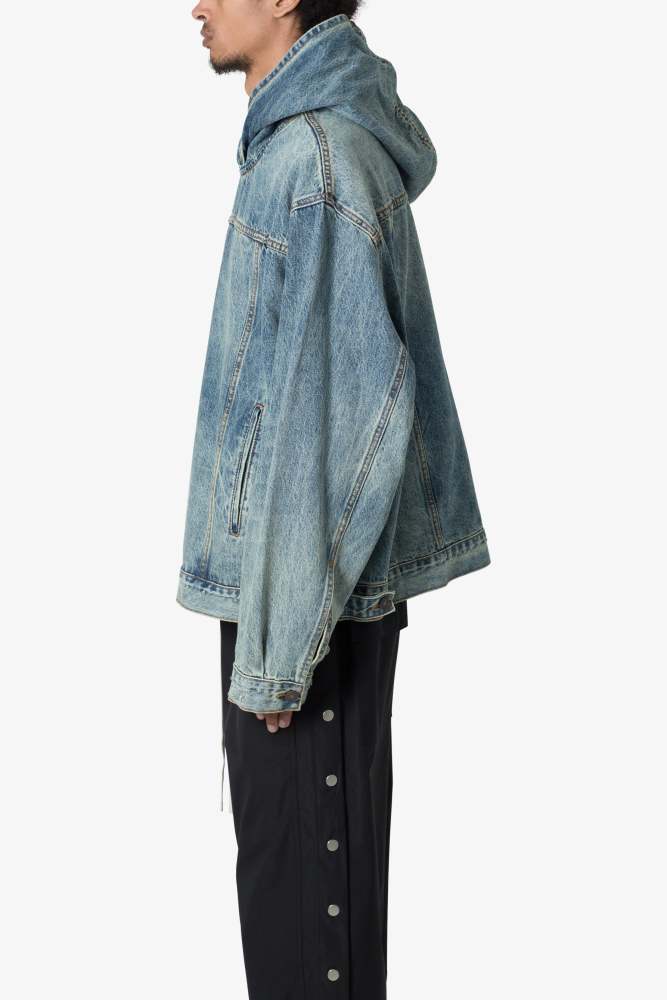 Denim Pullover Hoodie - Vintage Blue