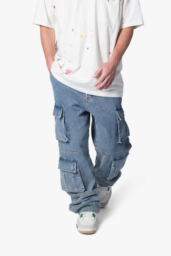 Ultra Baggy Stacked Cargo Pants - Vintage Blue