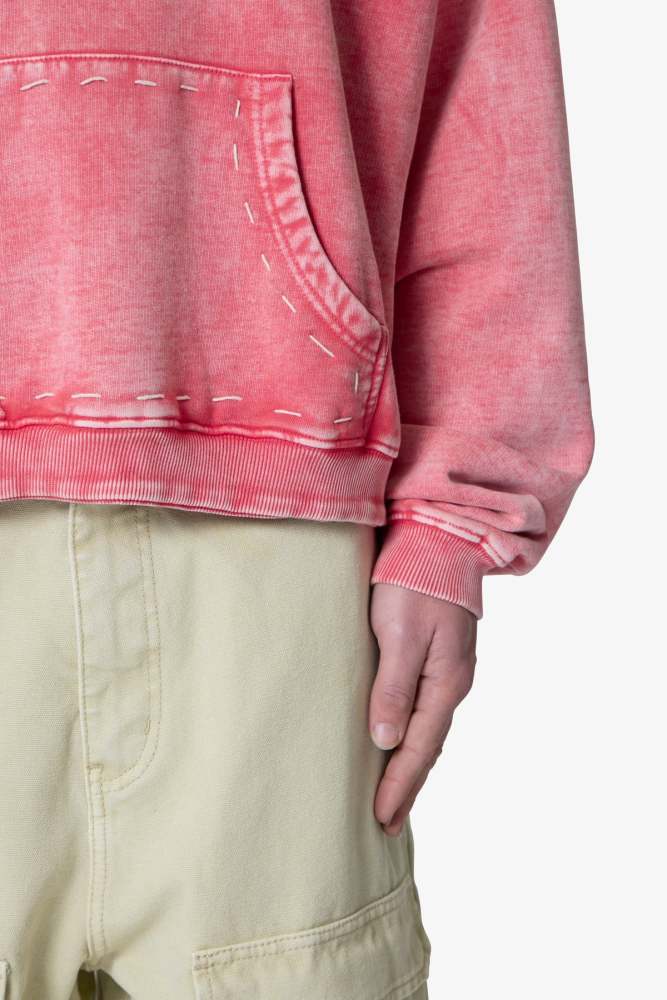 Contrast Stitch Hoodie - Red