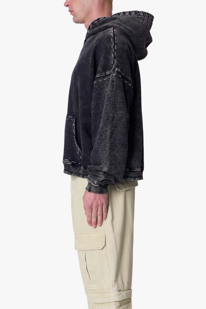 Contrast Stitch Hoodie - Black