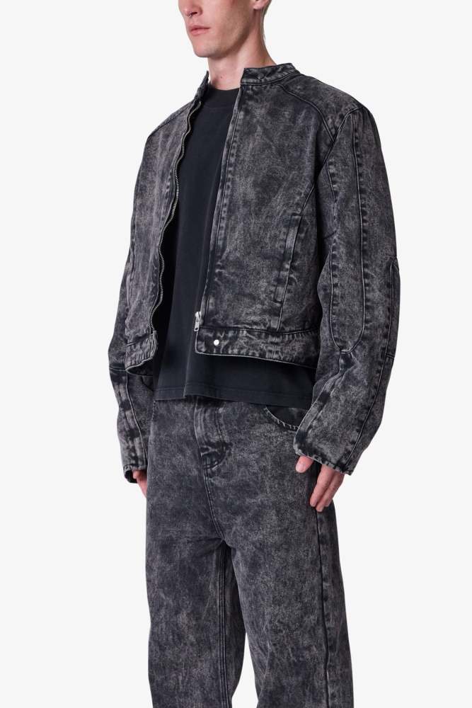 Moto Denim Jacket - Vintage Black