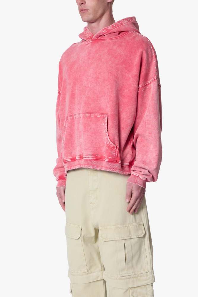 Contrast Stitch Hoodie - Red