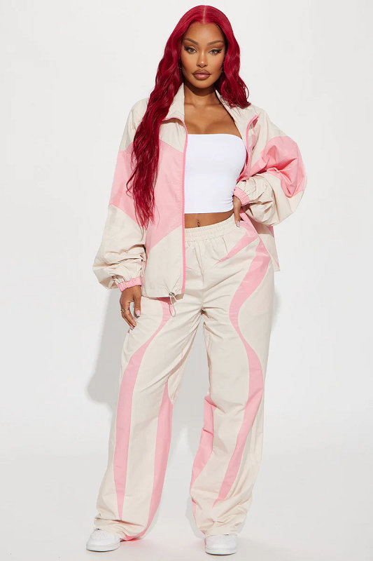 Sydney Windbreaker Track Pant - Pink/combo