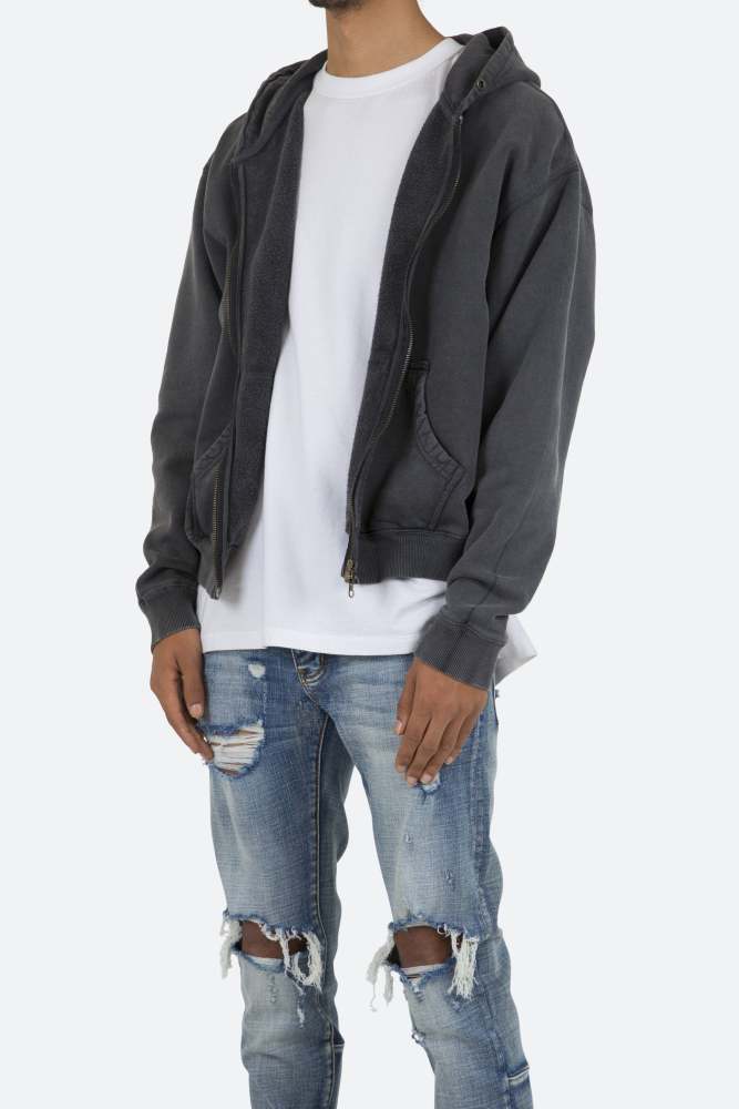 Basic Zip Up Hoodie - Vintage Black