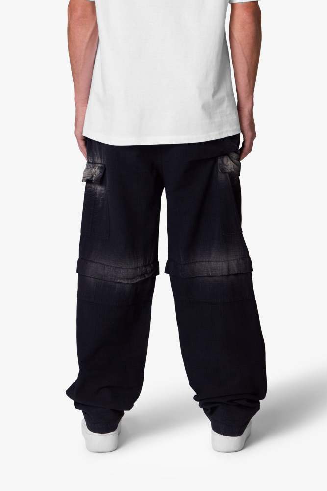Oversized Cargo Pants - Washed Black