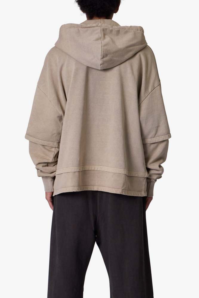 Double Layer Zipper Sweater - Washed Earth