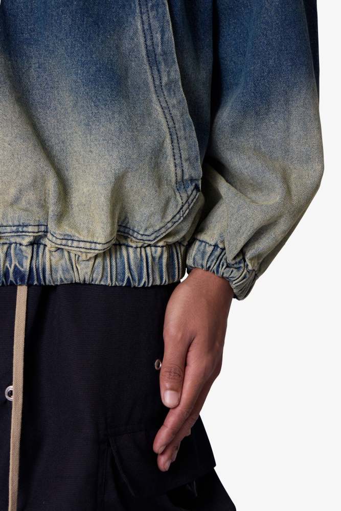 Sludge Denim Quarter Zip Jacket - Blue/Green