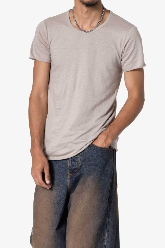 Sheer Knit Bias Cut Tee - Bone