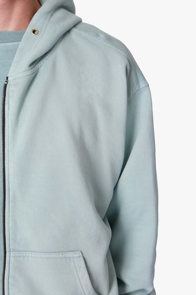 Faded Basic Zip Up Hoodie - Slate