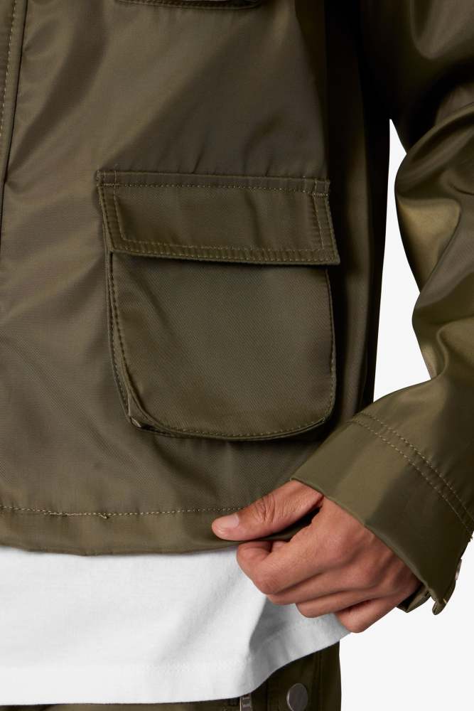Snap Cargo Work Jacket - Olive