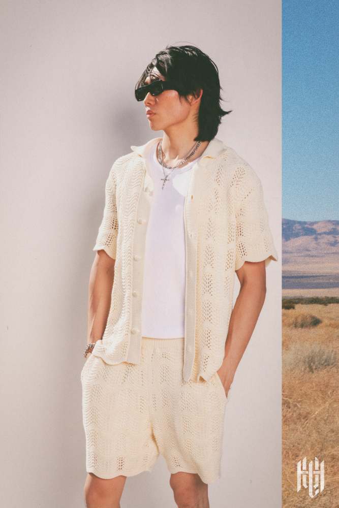 Knitted Wave Shorts - Cream