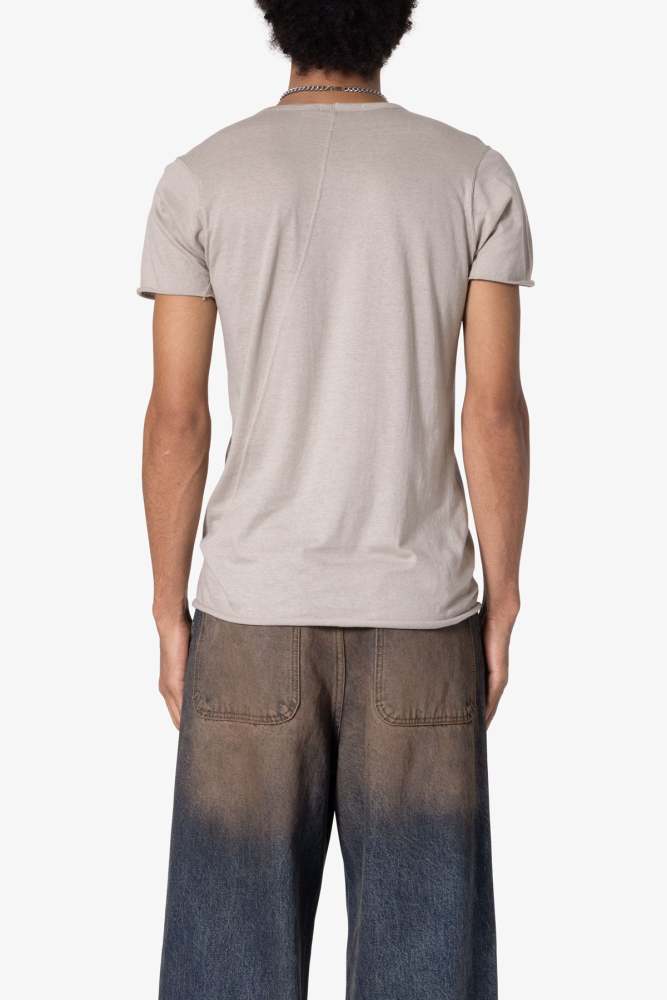 Sheer Knit Bias Cut Tee - Bone