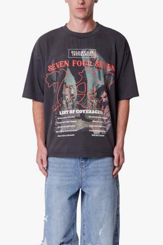 747 Printed Tee - Washed Black