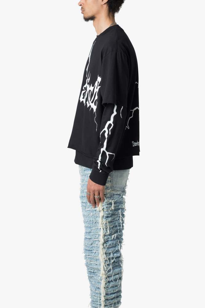 Barely Alive Double Layer Tee - Black