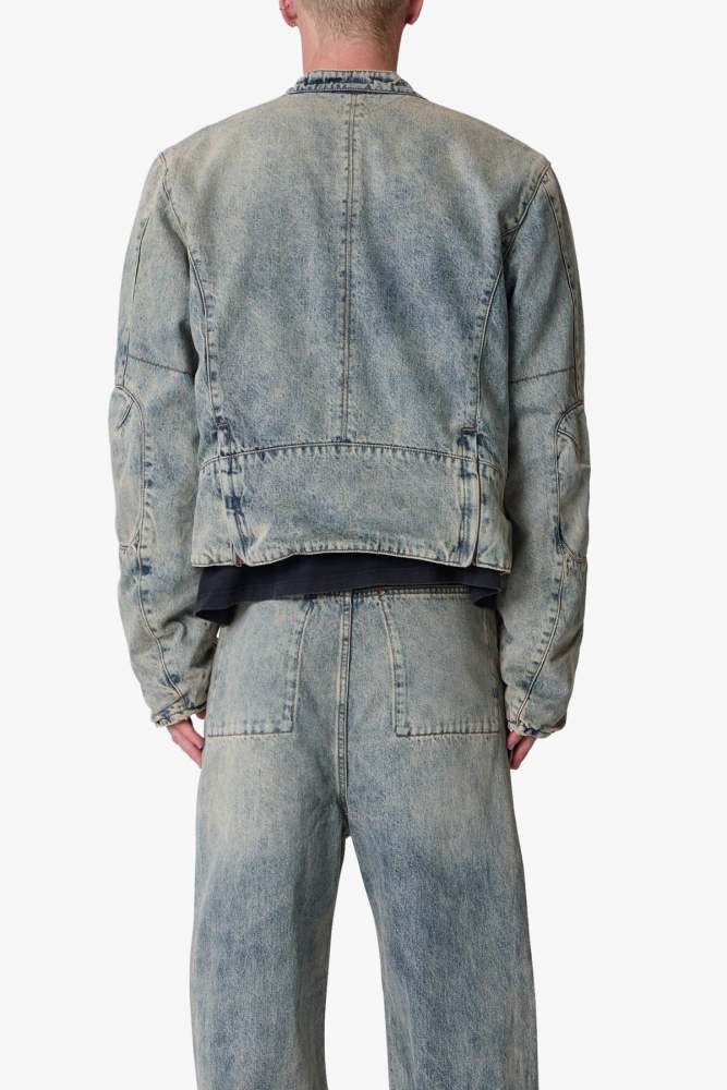 Moto Denim Jacket - Vintage Blue