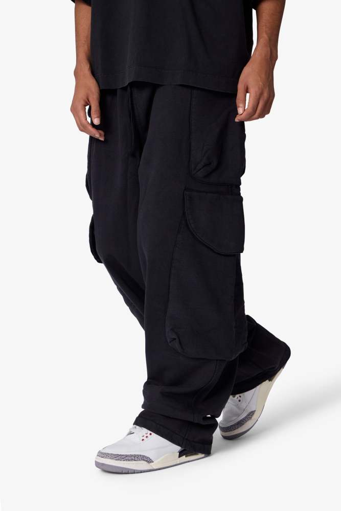 Side Cargo Pocket Sweatpants - Washed Black