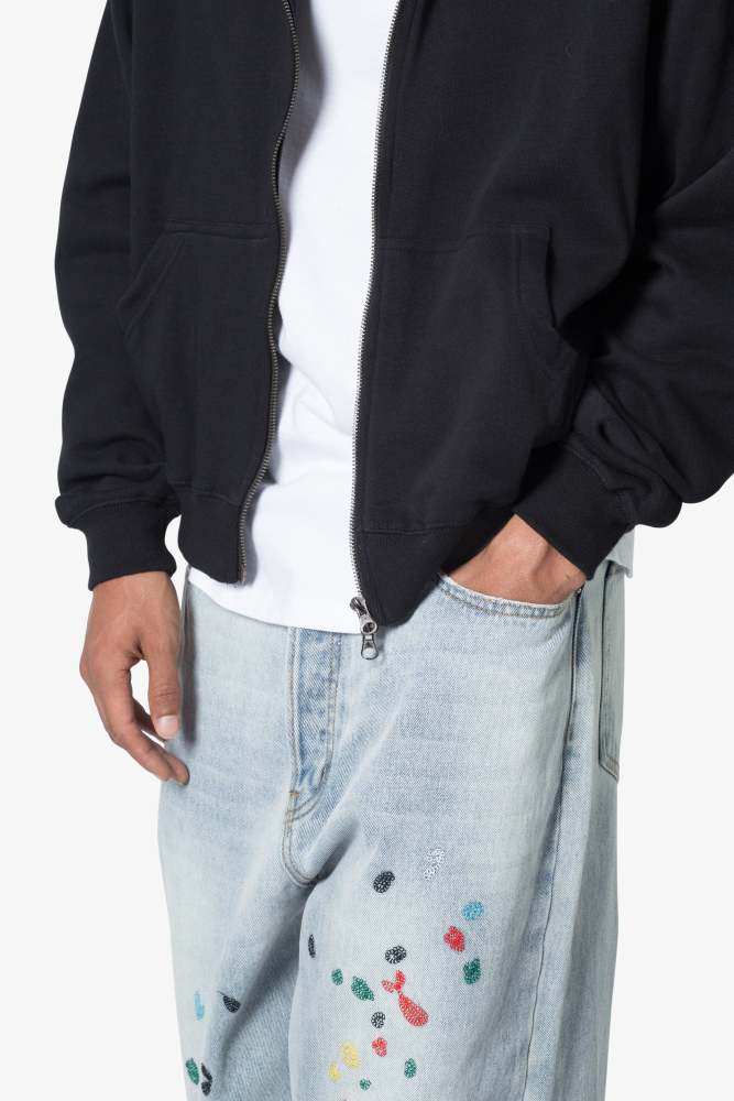 Basic Zip Up Hoodie - Black