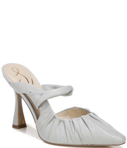 Tillary Ruched Leather Pointed Toe Dress Mules
