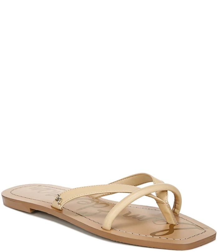 Abbey Leather Square Toe Thong Sandals