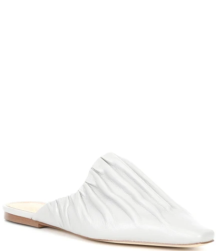 Cecilia Ruched Leather Pointed Toe Flats