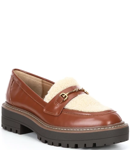 Laurs Leather & Faux Shearling Lug Sole Loafers
