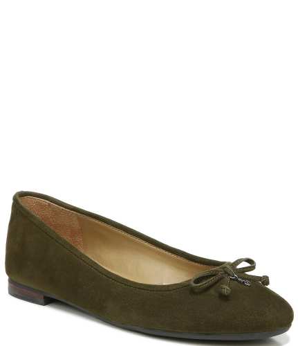 Kaylee Bow Detail Suede Almond Toe Ballet Flats