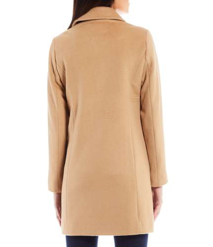 Double Breasted Point Collar Long Sleeve Wool Coat