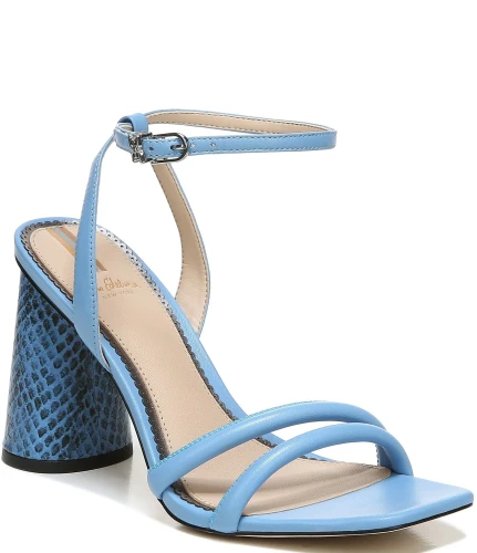 Kia Leather Snake Wrapped Sculptural Heel Ankle Strap Sandals