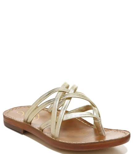 Marinea Metallic Leather Strappy Thong Sandals